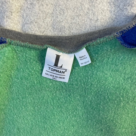 Top Man Size L Sweater Long sleeve Gray Green and Blue - Picture 11 of 15